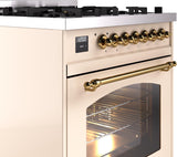 Nostalgie II 30 Inch Dual Fuel Natural Gas Freestanding Range in Antique White with Brass Trim