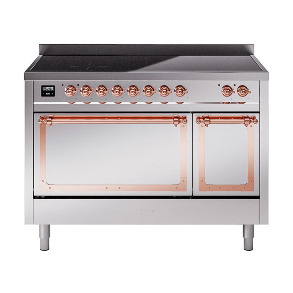 ILVE UNI486QNMPSSP Nostalgie II Noblesse 48 inch Induction Range (Solid Door, Stainless Steel, Copper)