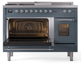 Nostalgie II 48 Inch Dual Fuel Liquid Propane Freestanding Range in Blue Grey with Chrome Trim