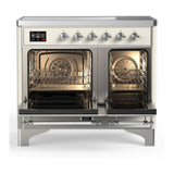 ILVE UMDIB40NR3AWC Majestic III 40 inch Induction Range with 6 Elements, 3.82 cu. ft. Total Oven Capacity (Triple Glass Door, Antique White, Chrome)