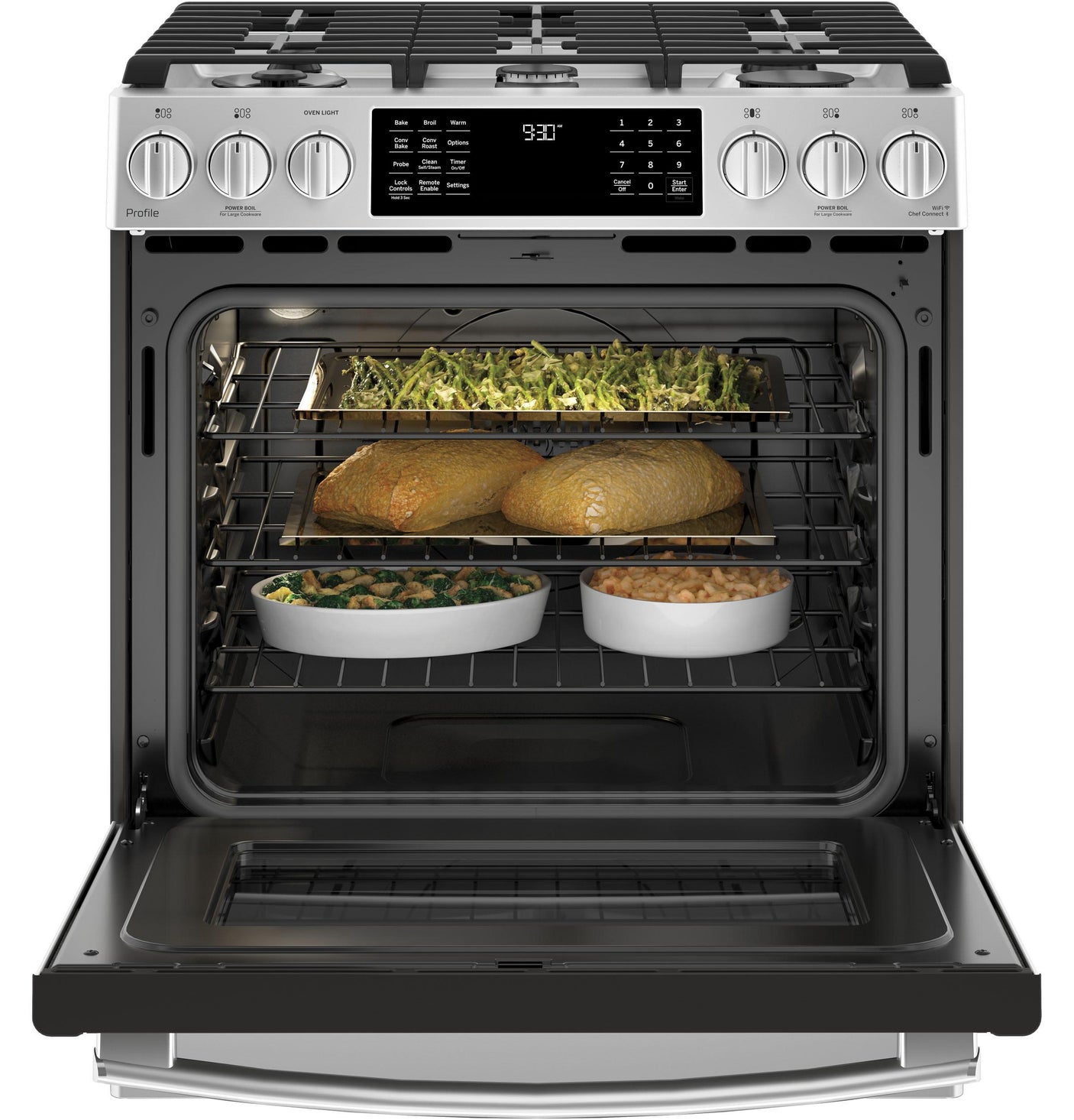 GE Profile™ 30" Smart Dual Fuel Slide-In Front-Control Range