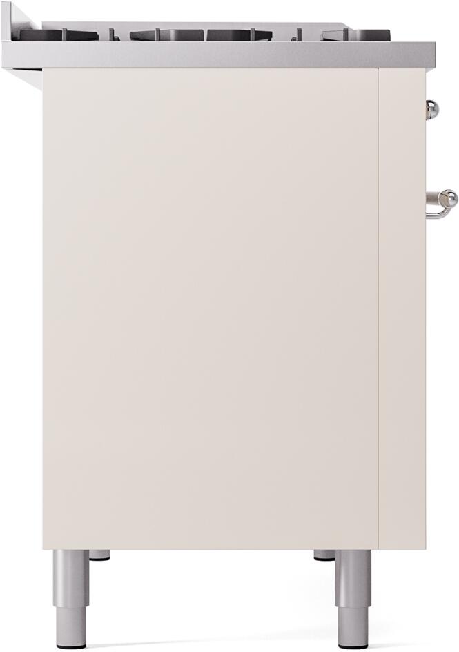 Nostalgie II 48 Inch Dual Fuel Liquid Propane Freestanding Range in Antique White with Chrome Trim