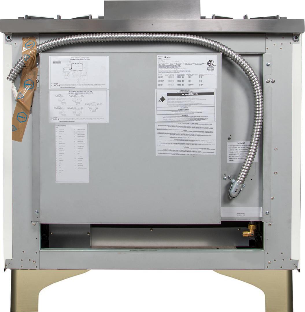 Majestic II 48 Inch Dual Fuel Natural Gas Freestanding Range in White with Brass Trim