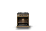 30"W. Dual Fuel Range (Finish: Golden Hour, Trim: Brushed Brass, Fuel: Natural Gas)