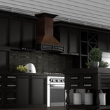 ZLINE 36 in. Wooden Wall Mount Range Hood in Antigua and Walnut - Includes Remote Motor