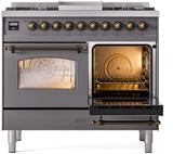 Nostalgie II 40 Inch Dual Fuel Liquid Propane Freestanding Range in Matte Graphite with Bronze Trim