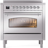 Nostalgie II 36 Inch Electric Freestanding Range in Stainless Steel with Chrome Trim