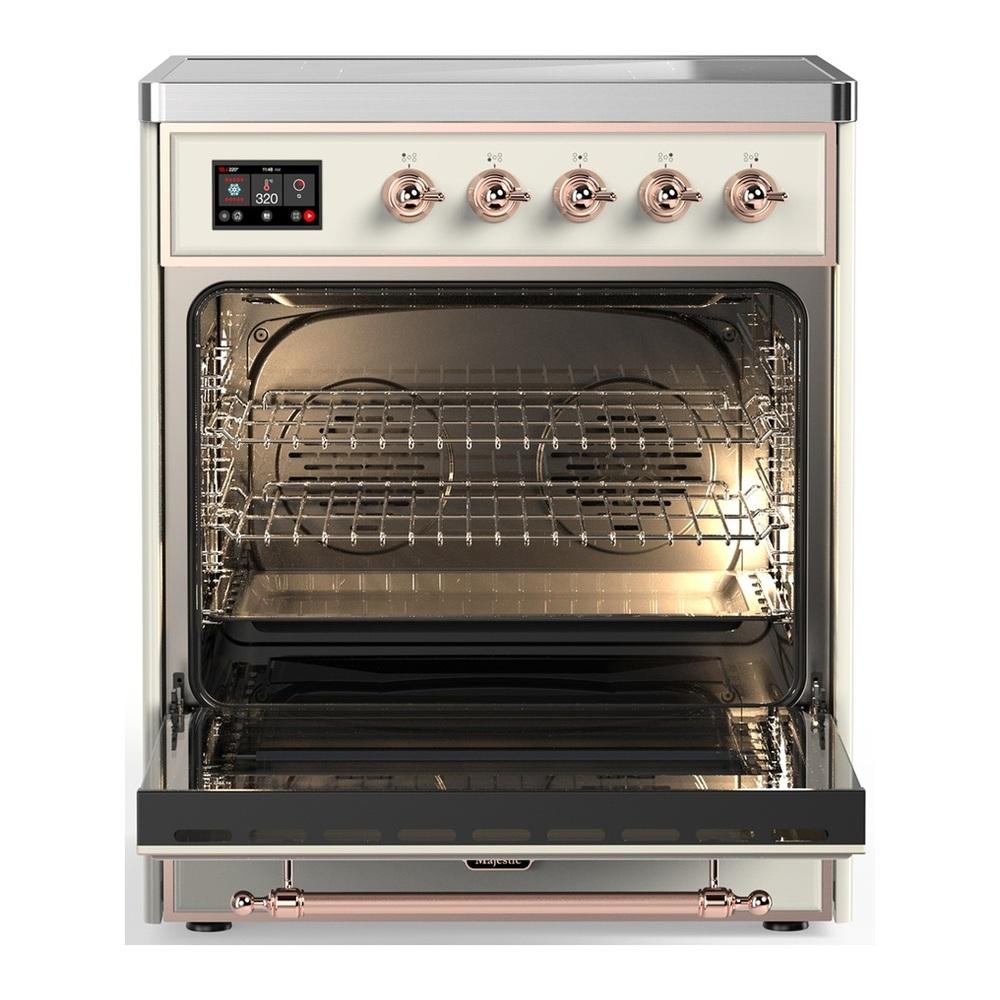 ILVE UMIB30NR3AWP Majestic III 30 inch Induction Range with 4 Elements, 4 cu. ft. Oven Capacity (Triple Glass Door, Antique White, Copper)