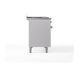 ILVE UN48FSQNMPWHB Nostalgie II Noblesse 48 inch Dual Fuel Range (5 Sealed Burners + Griddle + French Top, Natural Gas, Solid Door, White, Burnished)
