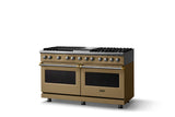 60"W.Dual Fuel Range (Finish: Golden Hour, Trim: Polished Chrome, Fuel: Propane)