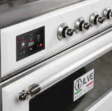 Majestic II 36 Inch Dual Fuel Natural Gas Freestanding Range in White with Chrome Trim