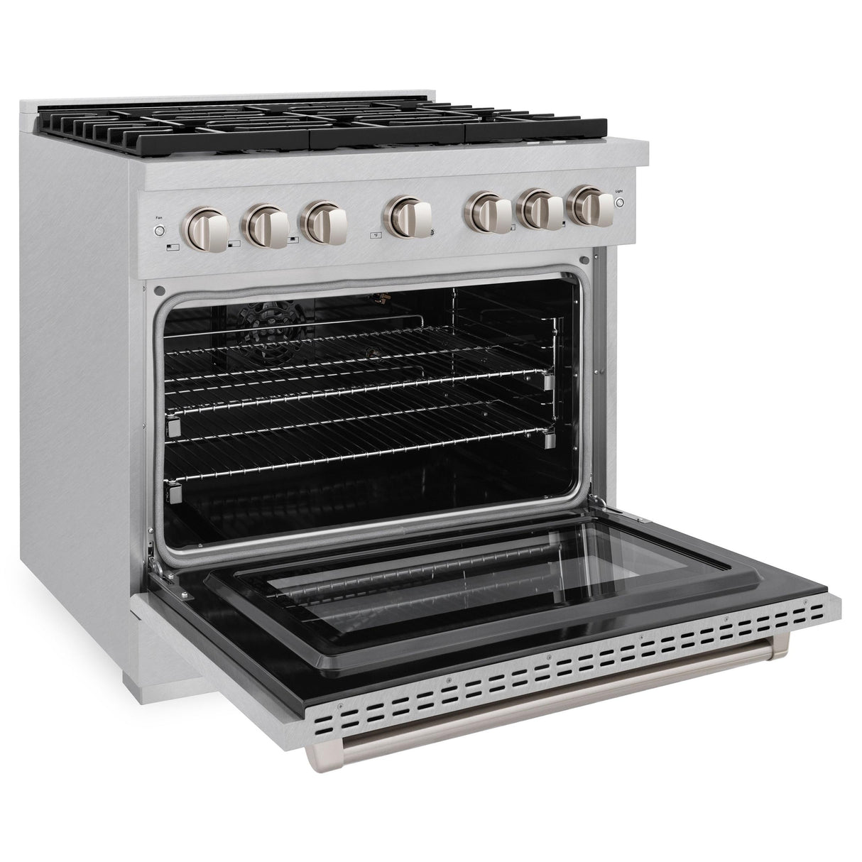 ZLINE 36 in. 5.2 cu. ft. Gas Range with Convection Gas Oven in DuraSnow' Stainless Steel with 6 Brass Burners (SGRS-BR-36)