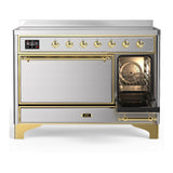 ILVE UMIB48QNR3SSG Majestic III 48 inch Induction Range with 6 Elements, 5.02 cu. ft. Total Oven Capacity (Solid Door, Stainless Steel, Brass)