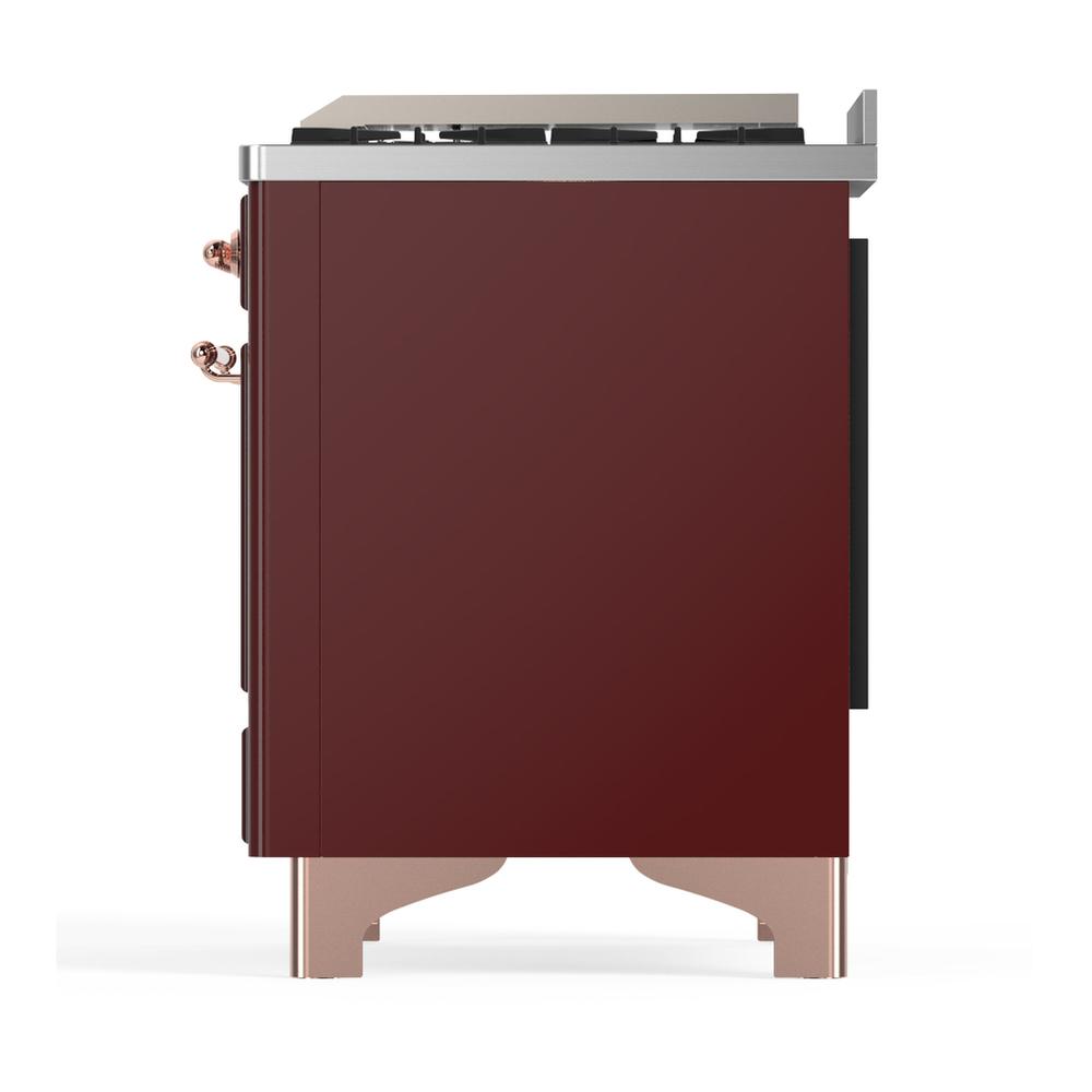 ILVE UM60FSQNR3BUP Majestic III 60 inch Dual Fuel Range with 7 Burners, Griddle and French Top, Dual Function Burner with up to 25,000 BTU (Natural Gas, Solid Door, Burgundy, Copper)