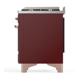 ILVE UM60FSQNR3BUP Majestic III 60 inch Dual Fuel Range with 7 Burners, Griddle and French Top, Dual Function Burner with up to 25,000 BTU (Natural Gas, Solid Door, Burgundy, Copper)