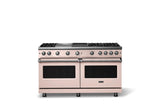60"W. Sealed Burner Gas Range (Finish: Blush, Trim: Polished Chrome, Fuel: Natural Gas)