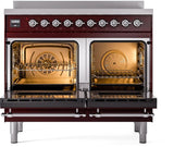 Nostalgie II 40 Inch Electric Freestanding Range in Burgundy with Chrome Trim