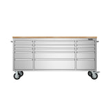 72" Inch 15-drawer Mobile Workbench In Stainless Steel