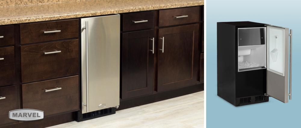 15" Clear Ice Machine - With Factory-Installed Drain Pump - Solid Panel Overlay Ready Door - Right Hinge
