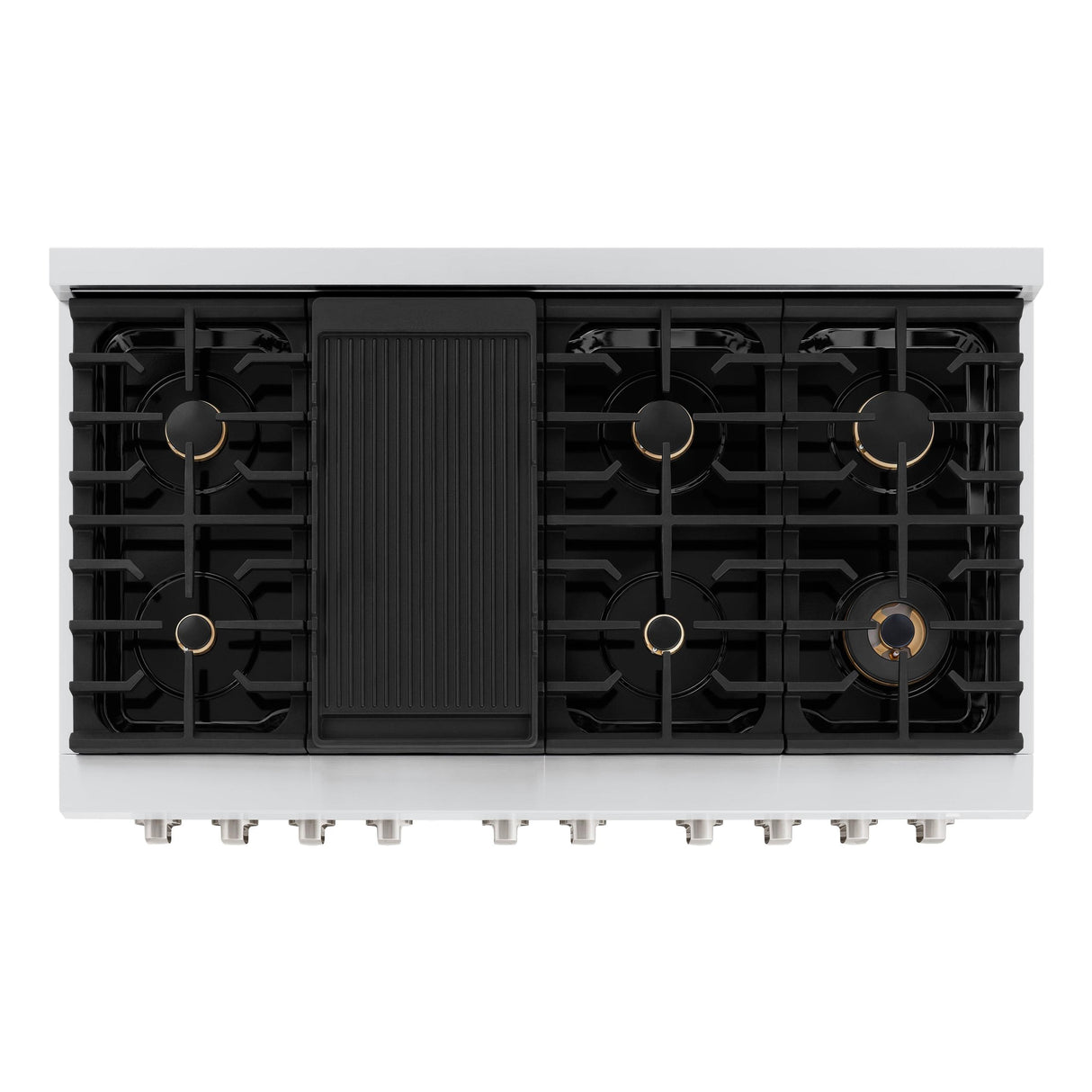 ZLINE 48 in. 6.7 cu. ft. Double Oven Gas Range in Stainless Steel with 8 Brass Burners (SGR-BR-48)