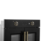 Forno Asti 30-Inch French Door Electric Wall Oven in Black & Antique Brass, 3.68 cu. ft. True Convection, 3,600W, Air Fry, Sous Vide, Self-Clean