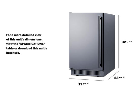 18" Wide Clear Icemaker, ADA Compliant