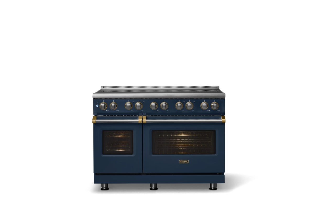 48"W. Induction Range (Finish: Slate Blue, Trim: Brushed Brass)