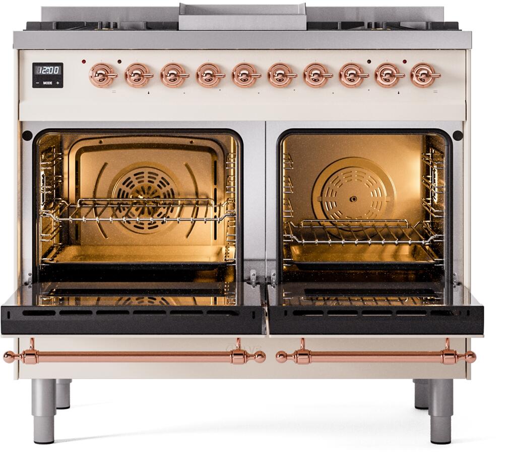 Nostalgie II 40 Inch Dual Fuel Liquid Propane Freestanding Range in Antique White with Copper Trim
