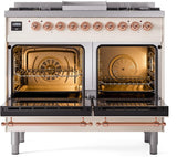 Nostalgie II 40 Inch Dual Fuel Liquid Propane Freestanding Range in Antique White with Copper Trim