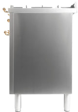 Nostalgie 30 Inch Dual Fuel Natural Gas Freestanding Range in Stainless Steel with Brass Trim