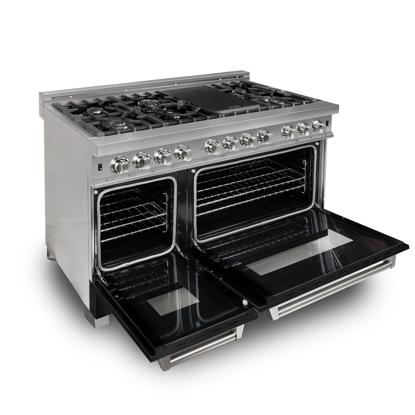 ZLINE 48 in. DuraSnow Stainless Steel 6.0 cu.ft. 7 Gas Burner/Electric Oven Range with Color Door Options (RAS-SN-48) [Color: Black Matte]
