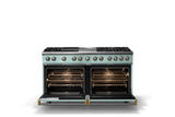 60"W.Dual Fuel Range (Finish: Splash, Trim: Brushed Brass, Fuel: Natural Gas)