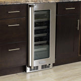15-In Professional Built-In High Efficiency Single Zone Wine Refrigerator with Door Style - Stainless Steel Frame Glass, Door Swing - Right