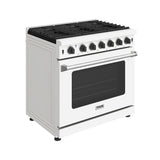 36 Inch Professional Gas Range In White