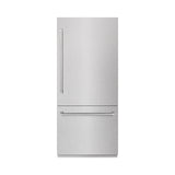ZLINE 36 in. 19.8 cu. ft. Built-In Bottom Freezer Refrigerator with Water Dispenser and Ice Maker in DuraSnow' Stainless Steel (RBIT-SN-36)