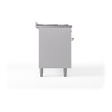 ILVE UN60FQNMPWHPLP Nostalgie II Noblesse 60 inch Dual Fuel Range (9 Sealed Burners + Griddle, Liquid Propane, Solid Door, White, Copper)