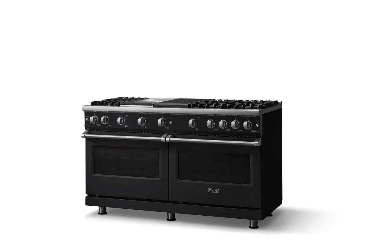 60"W. Sealed Burner Gas Range (Finish: Onyx, Trim: Polished Chrome, Fuel: Natural Gas)