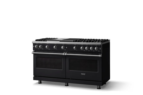 60"W. Sealed Burner Gas Range (Finish: Onyx, Trim: Polished Chrome, Fuel: Natural Gas)