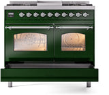 Nostalgie II 40 Inch Dual Fuel Liquid Propane Freestanding Range in Emerald Green with Chrome Trim