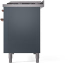 Nostalgie II 48 Inch Dual Fuel Liquid Propane Freestanding Range in Blue Grey with Copper Trim