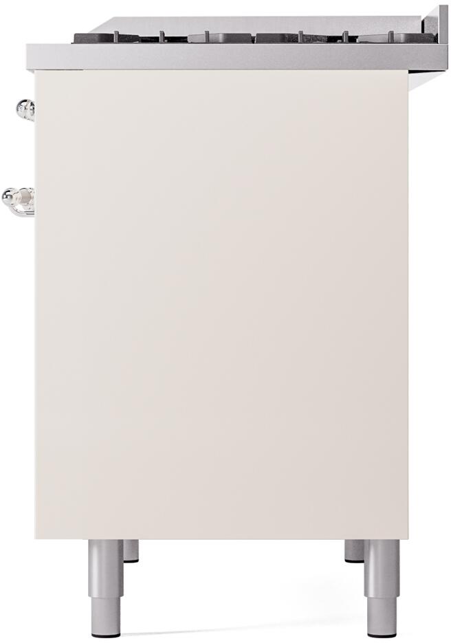 Nostalgie II 40 Inch Dual Fuel Natural Gas Freestanding Range in Antique White with Chrome Trim