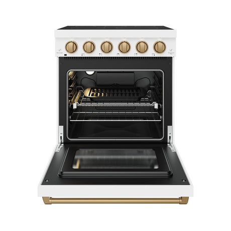 30 Inch Professional Electric Range With Precision Knob Control In White/bronze  Gordon Ramsay Series