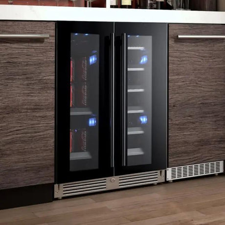 24" Beverage/Wine Double Door Panel Ready Glass