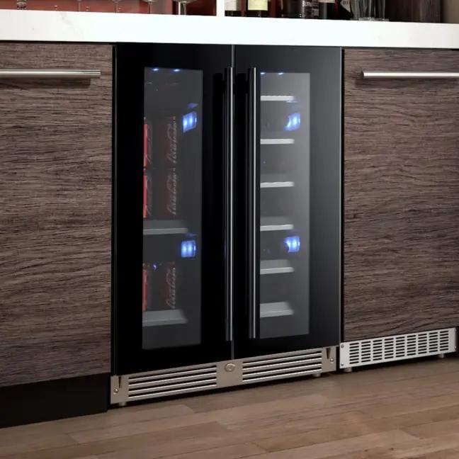 24" Beverage/Wine Double Door Panel Ready Glass