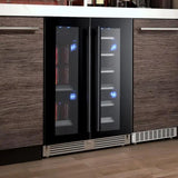 24" Beverage/Wine Double Door Panel Ready Glass