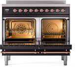 Nostalgie II 40 Inch Electric Freestanding Range in Glossy Black with Copper Trim