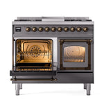 ILVE UND40FNMPMGB Nostalgie II Noblesse 40 inch Dual Fuel Range (Natural Gas, Triple Glass Door, Graphite Matte, Burnished)