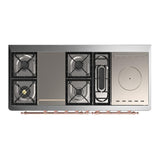 ILVE UM60FSQNR3MGP Majestic III 60 inch Dual Fuel Range with 7 Burners, Griddle and French Top, Dual Function Burner with up to 25,000 BTU (Natural Gas, Solid Door, Graphite Matte, Copper)