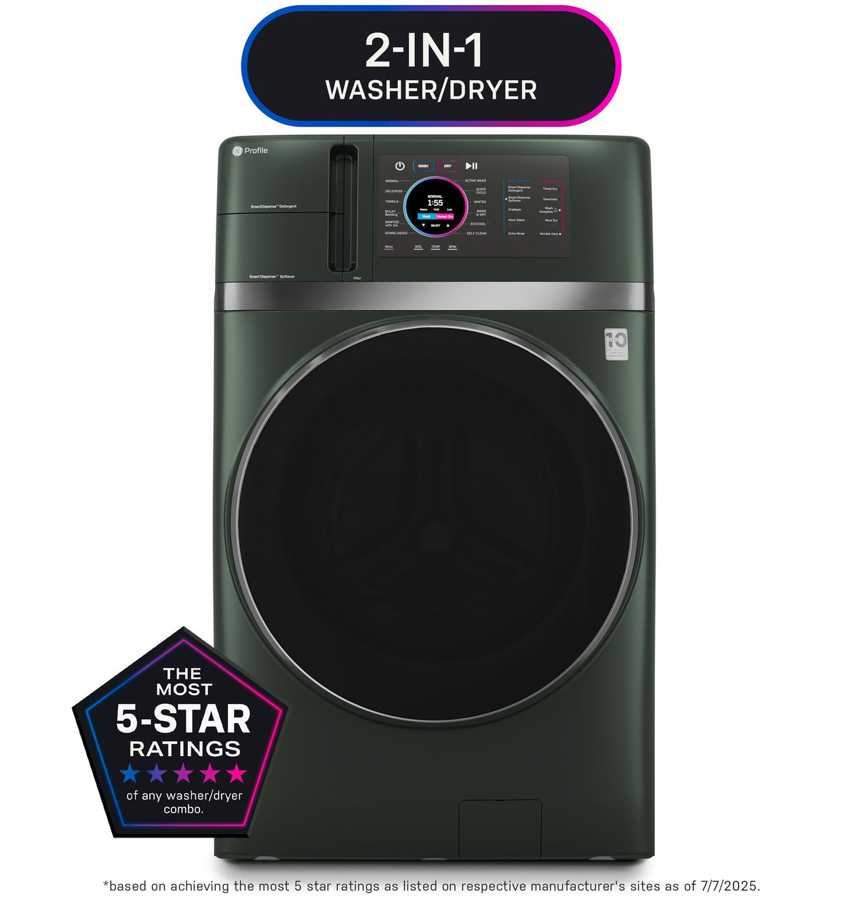 GE Profile™ ENERGY STAR® 4.8 cu. ft. Capacity UltraFast Combo with Ventless Inverter Heat Pump Technology Washer/Dryer