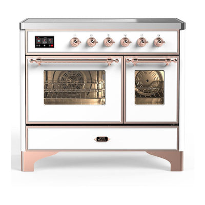 ILVE UMDIB40NR3WHP Majestic III 40 inch Induction Range with 6 Elements, 3.82 cu. ft. Total Oven Capacity (Triple Glass Door, White, Copper)